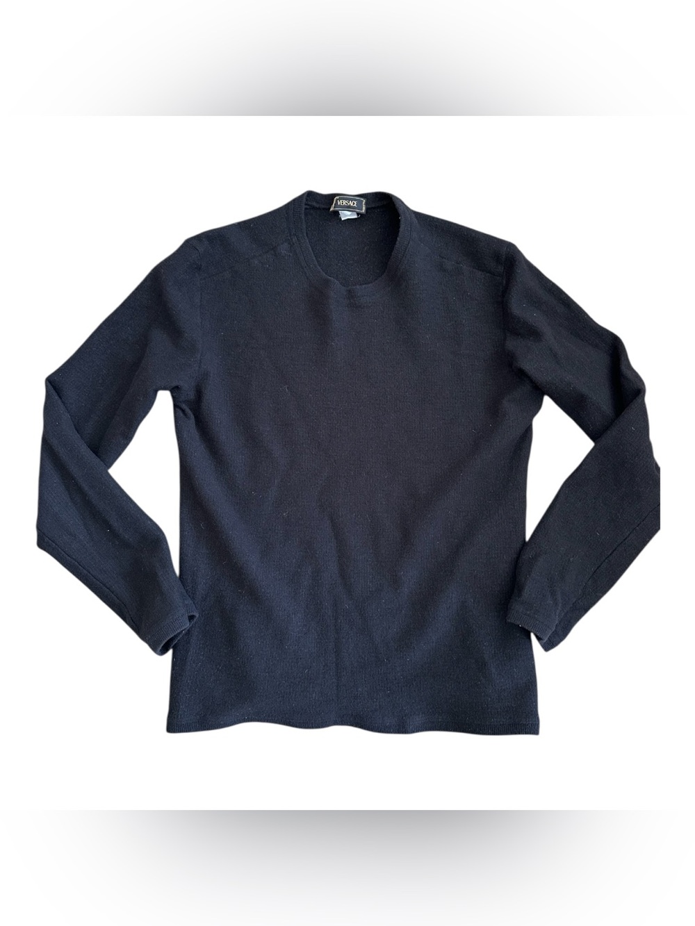 Vintage 80s-90s Versace Black Wool Sweater.